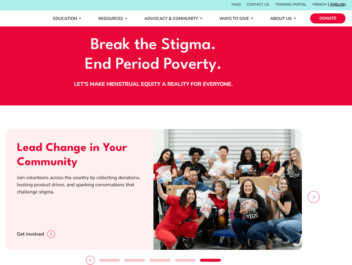 The Period Purse accessible bilingual WordPress website